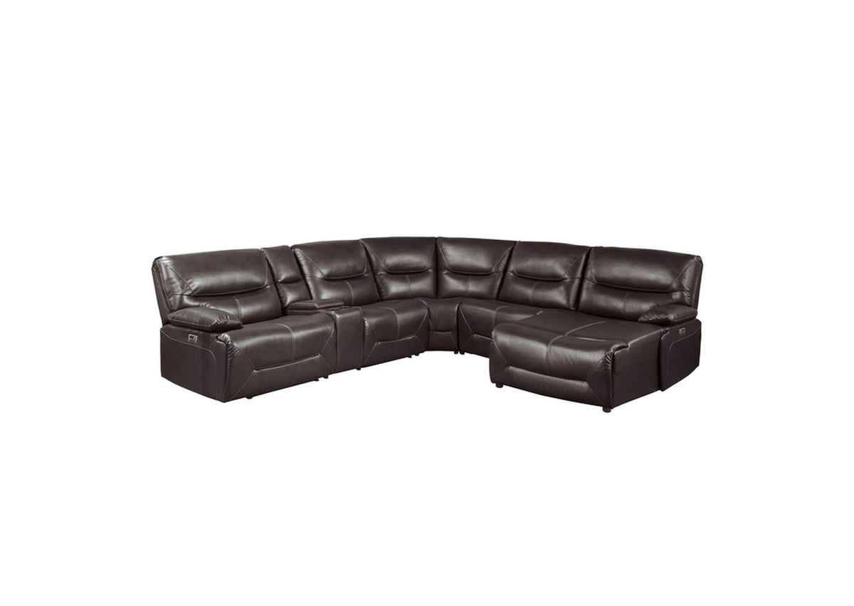 9579BRWKIT6LRRCPW Dyersburg 6-Piece Power Reclining Sectional with Right Chaise