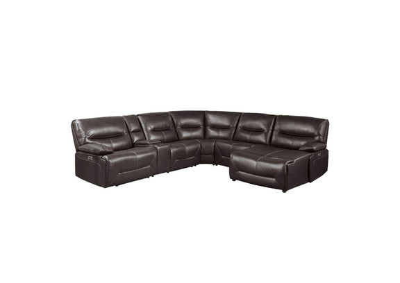 9579BRWKIT6LRRCPW Dyersburg 6-Piece Power Reclining Sectional with Right Chaise