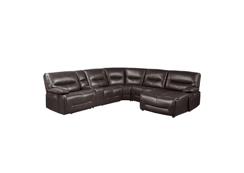 9579BRWKIT6LRRCPW Dyersburg 6-Piece Power Reclining Sectional with Right Chaise