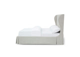CB96H71 Hera Upholstered Skirted Panel Bed In Oatmeal