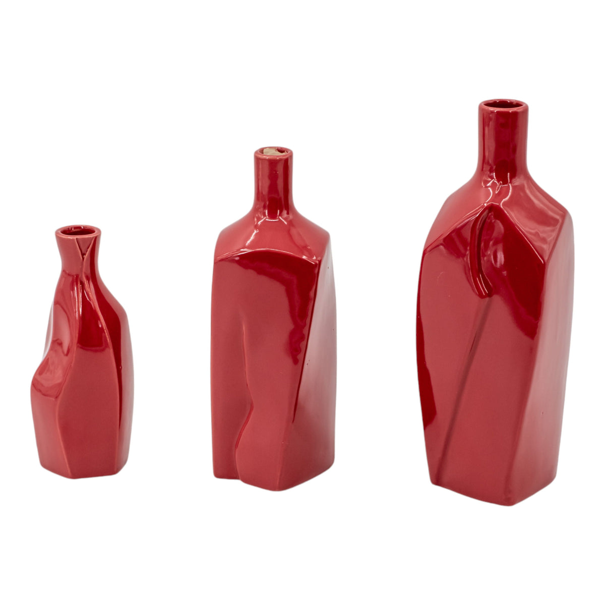 7" / 9" / 10" Varena Vases (Set of 3) - Red