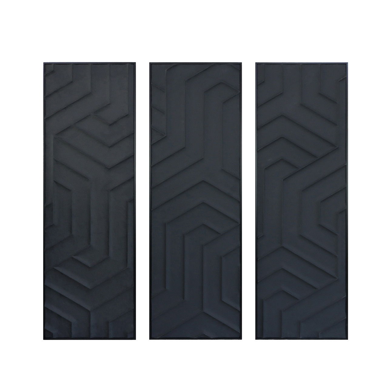 20" x 59" Endicott Dimensional Plaster Wall Art (Set of 3) - Black