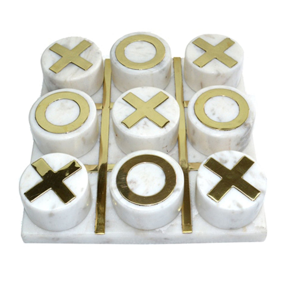 Marble Tic-Tac-Toe 7 / 7" - White / Gold