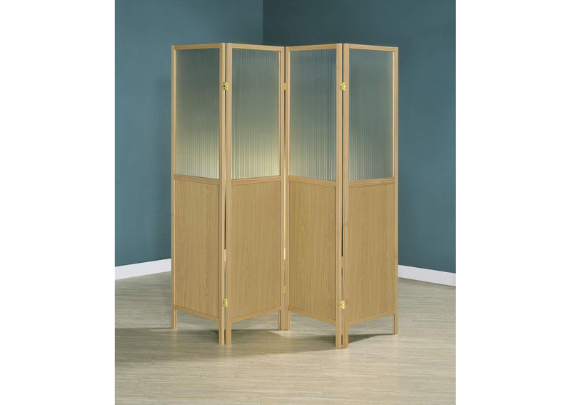 960121 Mattison 4-Panel Room Divider Folding Shoji Screen Natural