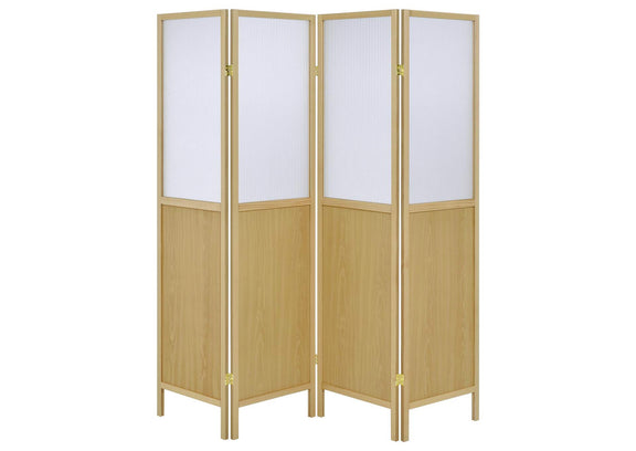960121 Mattison 4-Panel Room Divider Folding Shoji Screen Natural
