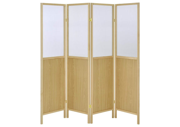 960121 Mattison 4-Panel Room Divider Folding Shoji Screen Natural