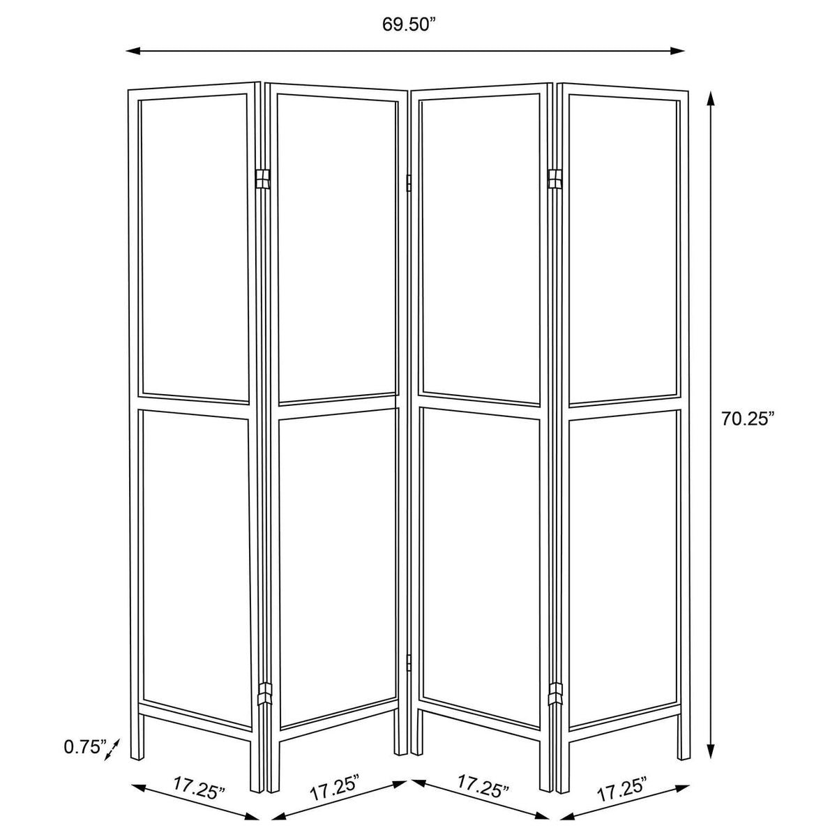 960121 Mattison 4-Panel Room Divider Folding Shoji Screen Natural