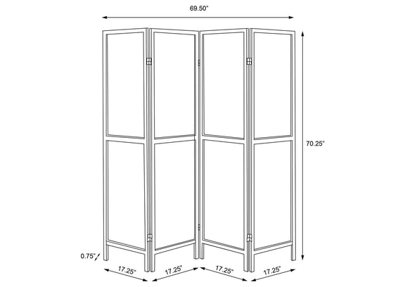 960121 Mattison 4-Panel Room Divider Folding Shoji Screen Natural