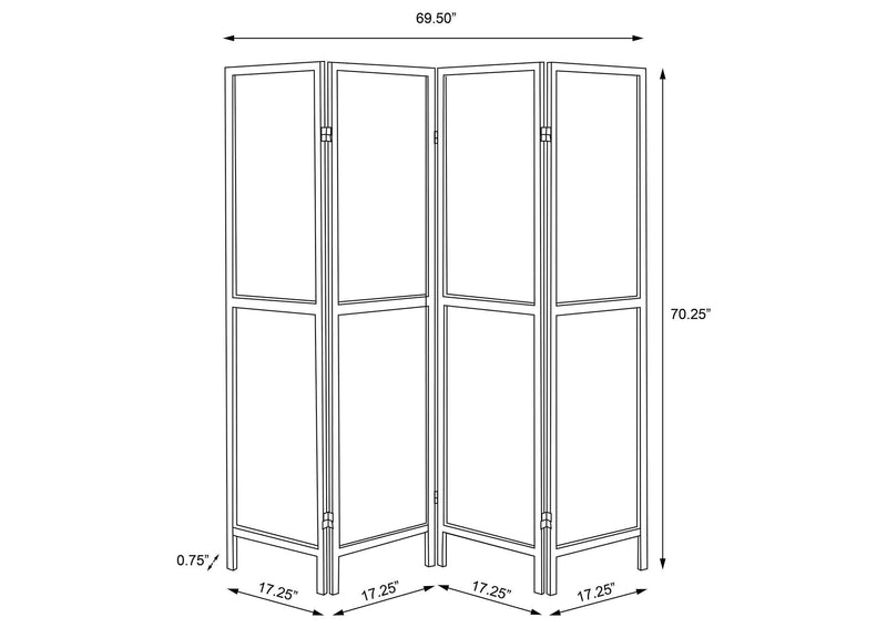 960121 Mattison 4-Panel Room Divider Folding Shoji Screen Natural