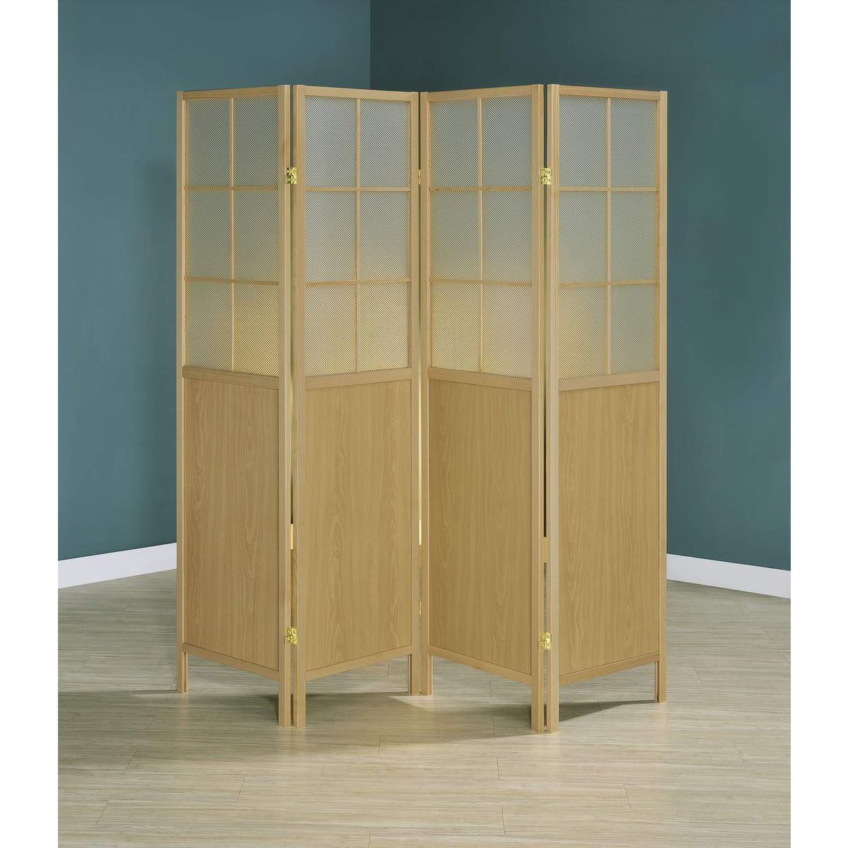 960123 Edwards 4-Panel Room Divider Folding Shoji Screen Natural