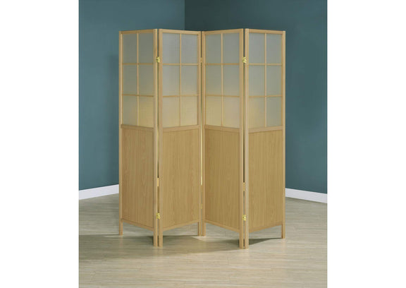 960123 Edwards 4-Panel Room Divider Folding Shoji Screen Natural