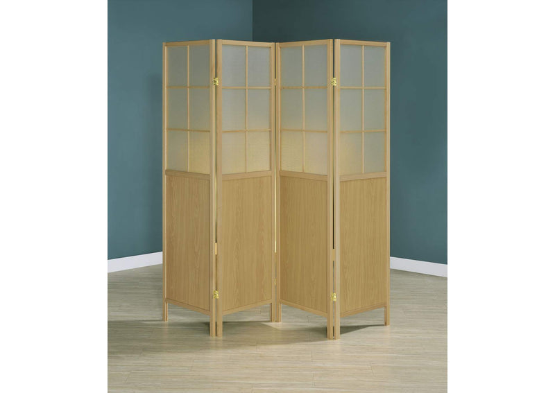 960123 Edwards 4-Panel Room Divider Folding Shoji Screen Natural