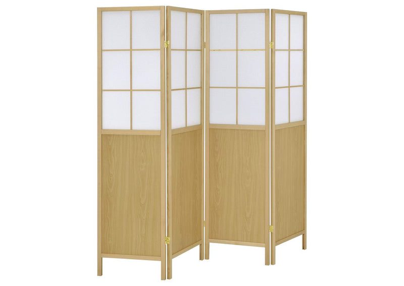 960123 Edwards 4-Panel Room Divider Folding Shoji Screen Natural