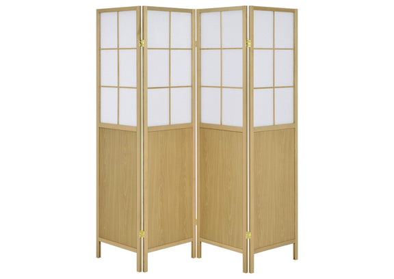 960123 Edwards 4-Panel Room Divider Folding Shoji Screen Natural