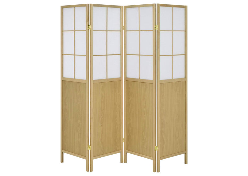 960123 Edwards 4-Panel Room Divider Folding Shoji Screen Natural