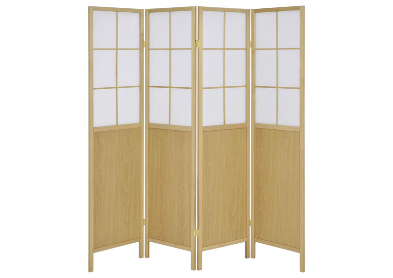 960123 Edwards 4-Panel Room Divider Folding Shoji Screen Natural
