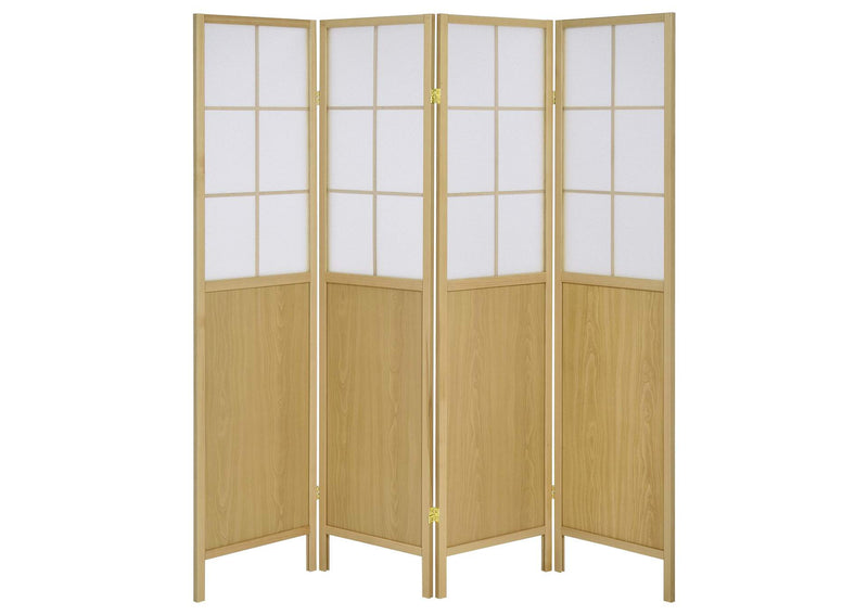 960123 Edwards 4-Panel Room Divider Folding Shoji Screen Natural