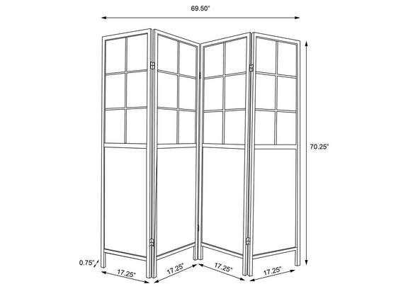 960123 Edwards 4-Panel Room Divider Folding Shoji Screen Natural