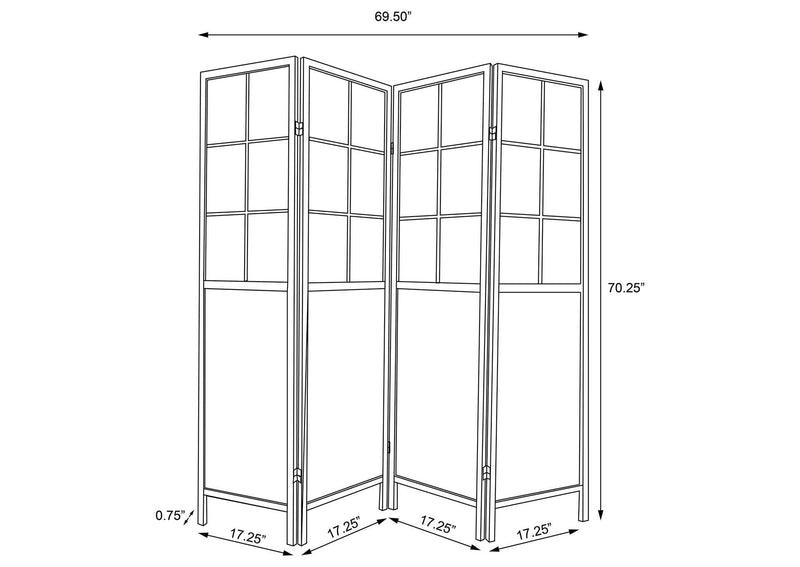 960123 Edwards 4-Panel Room Divider Folding Shoji Screen Natural