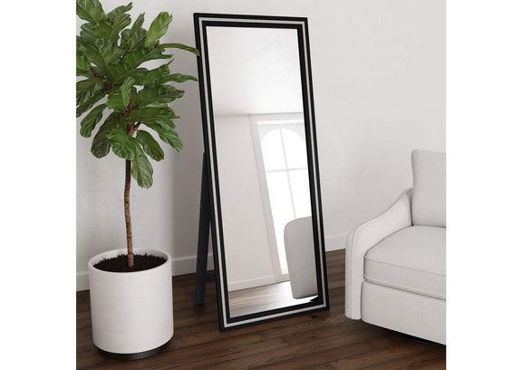 960962 Windrose 28 x 67 Inch Tempered LED Standing Mirror Black