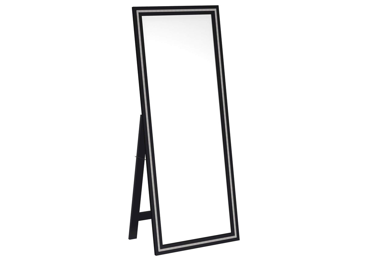 960962 Windrose 28 x 67 Inch Tempered LED Standing Mirror Black