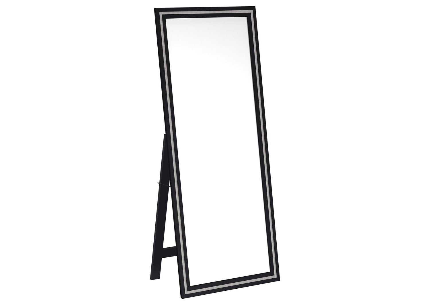 960962 Windrose 28 x 67 Inch Tempered LED Standing Mirror Black