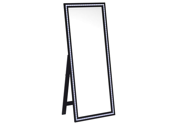 960962 Windrose 28 x 67 Inch Tempered LED Standing Mirror Black