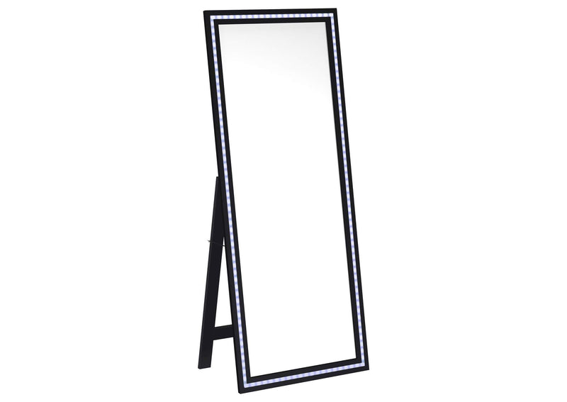 960962 Windrose 28 x 67 Inch Tempered LED Standing Mirror Black