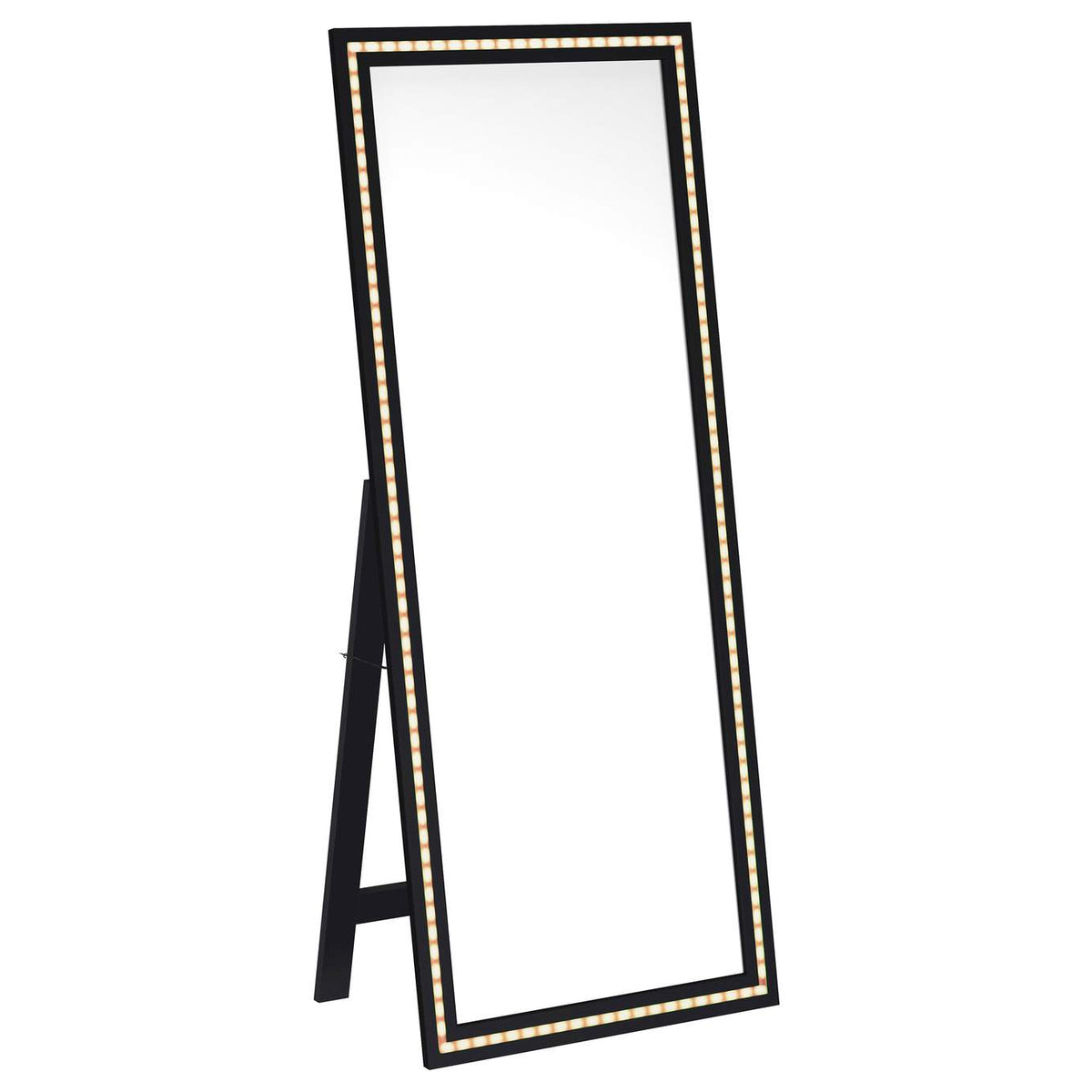 960962 Windrose 28 x 67 Inch Tempered LED Standing Mirror Black