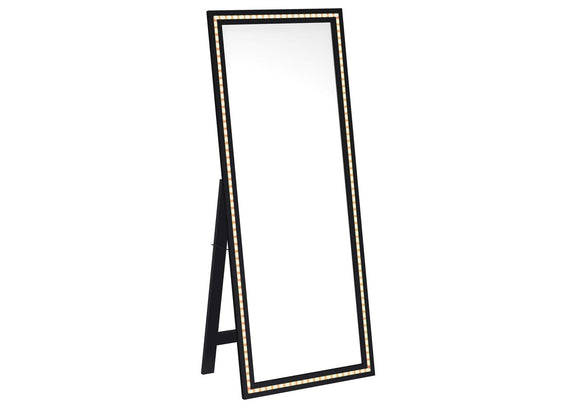 960962 Windrose 28 x 67 Inch Tempered LED Standing Mirror Black