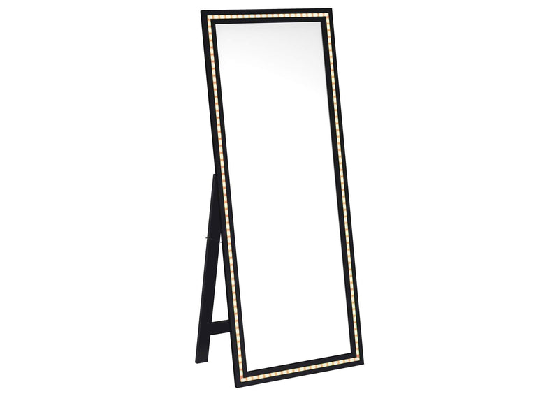 960962 Windrose 28 x 67 Inch Tempered LED Standing Mirror Black
