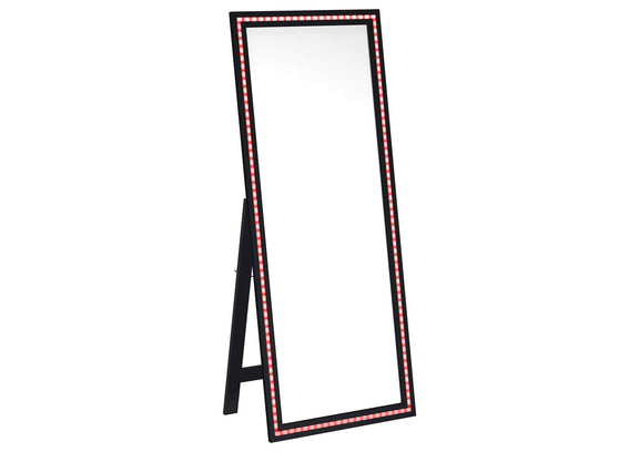 960962 Windrose 28 x 67 Inch Tempered LED Standing Mirror Black