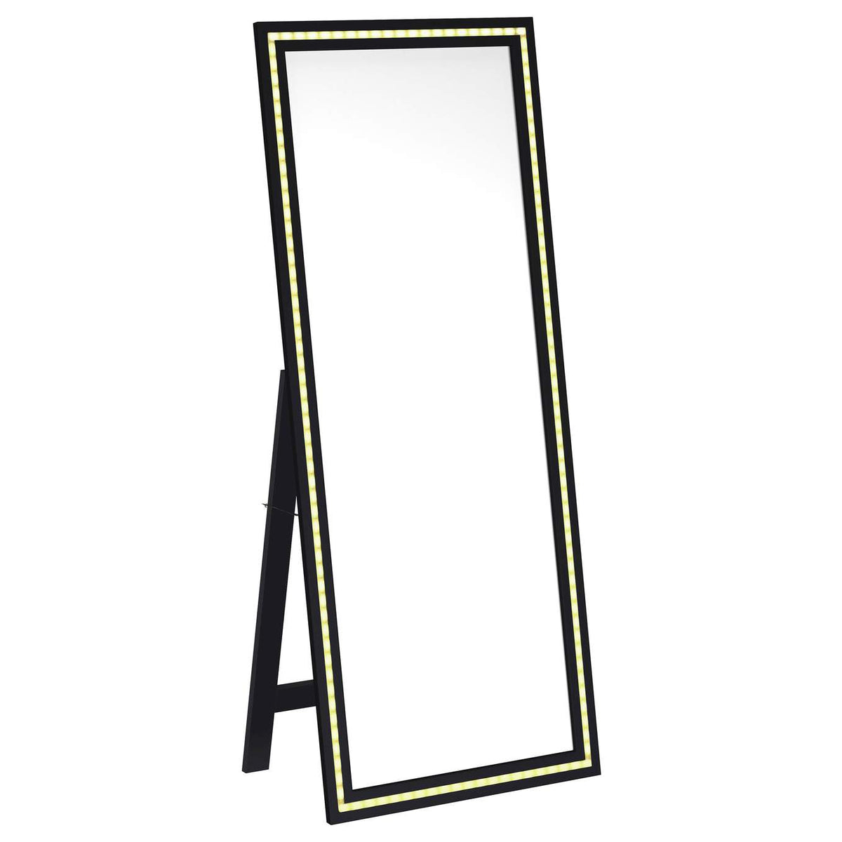 960962 Windrose 28 x 67 Inch Tempered LED Standing Mirror Black