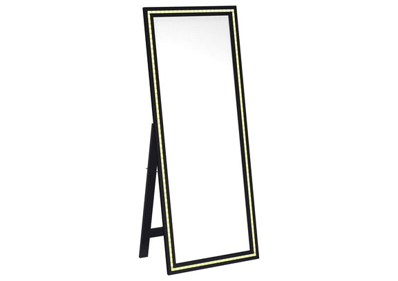 960962 Windrose 28 x 67 Inch Tempered LED Standing Mirror Black