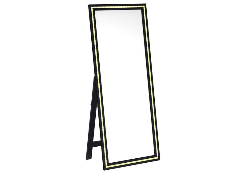 960962 Windrose 28 x 67 Inch Tempered LED Standing Mirror Black