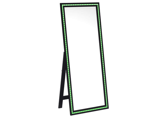 960962 Windrose 28 x 67 Inch Tempered LED Standing Mirror Black