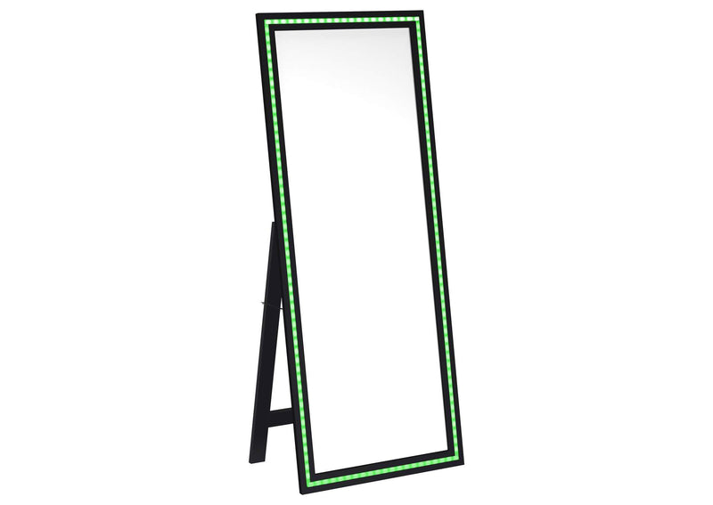 960962 Windrose 28 x 67 Inch Tempered LED Standing Mirror Black