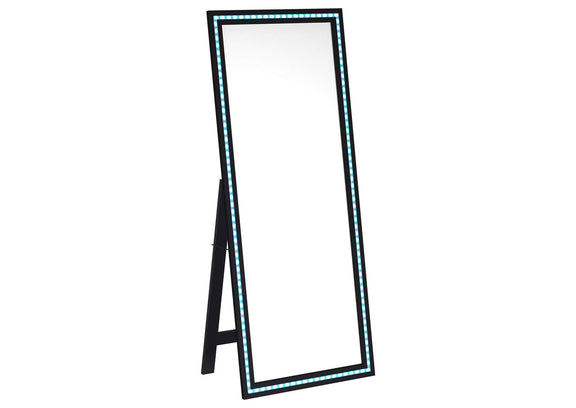 960962 Windrose 28 x 67 Inch Tempered LED Standing Mirror Black