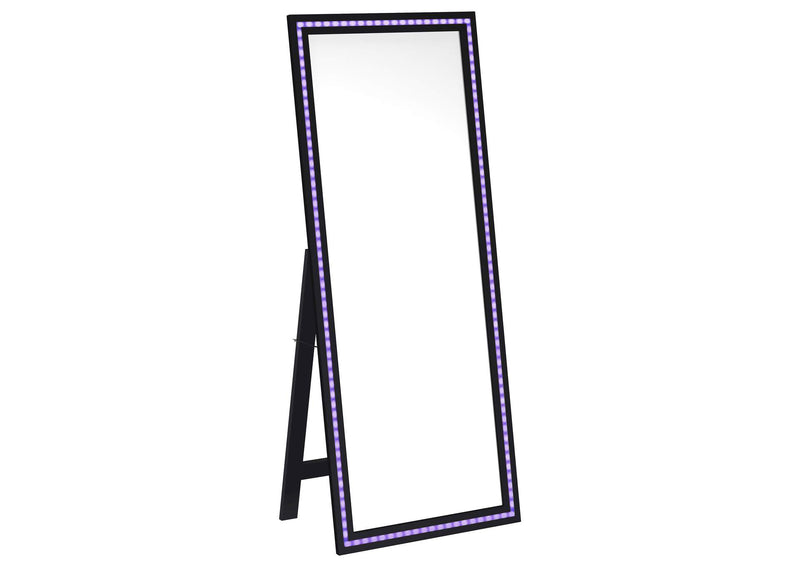 960962 Windrose 28 x 67 Inch Tempered LED Standing Mirror Black