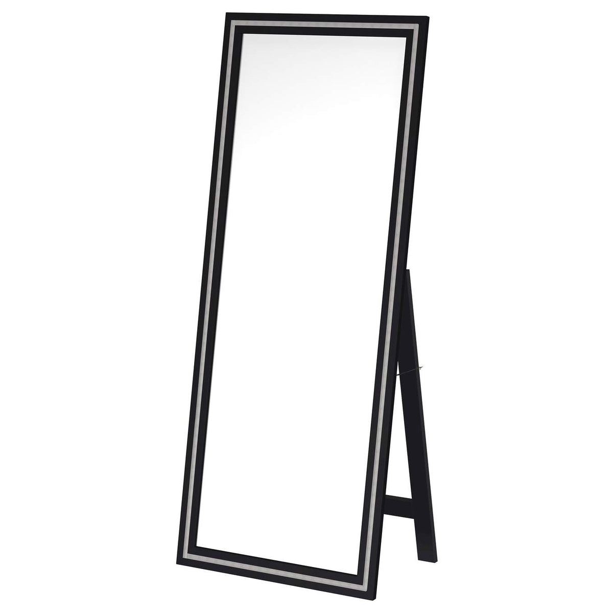 960962 Windrose 28 x 67 Inch Tempered LED Standing Mirror Black