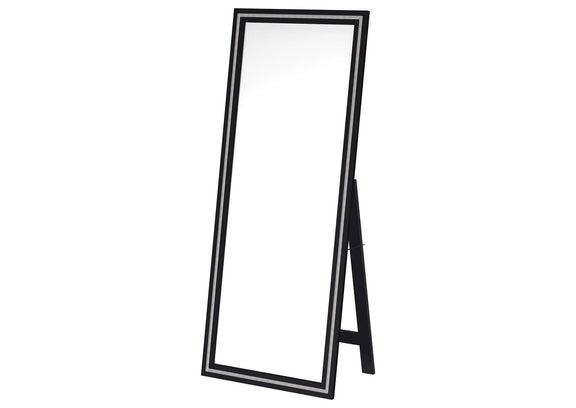 960962 Windrose 28 x 67 Inch Tempered LED Standing Mirror Black
