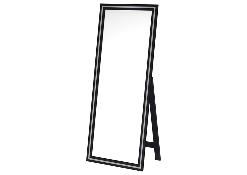 960962 Windrose 28 x 67 Inch Tempered LED Standing Mirror Black