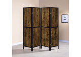 961413 Deepika 4-Panel Room Divider Folding Screen Rustic Nutmeg