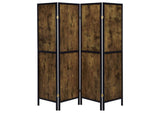 961413 Deepika 4-Panel Room Divider Folding Screen Rustic Nutmeg
