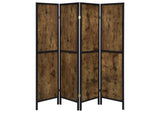 961413 Deepika 4-Panel Room Divider Folding Screen Rustic Nutmeg