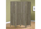 961415 Deepika 4-Panel Room Divider Folding Screen Grey Driftwood