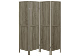 961415 Deepika 4-Panel Room Divider Folding Screen Grey Driftwood