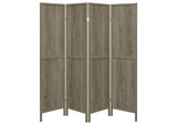 961415 Deepika 4-Panel Room Divider Folding Screen Grey Driftwood