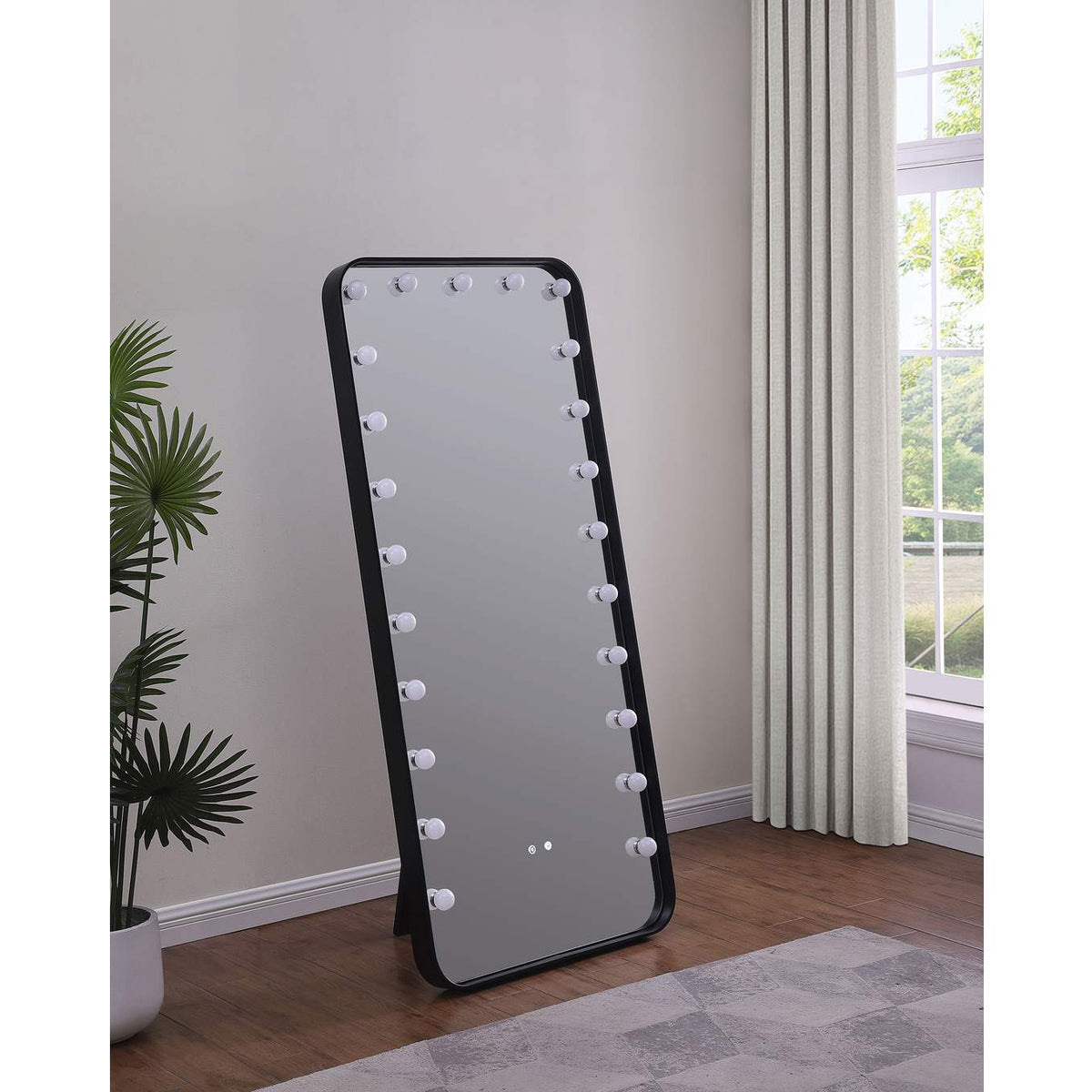 961577 Canton 32 x 71 Inch LED Standing Mirror with Speakers Black
