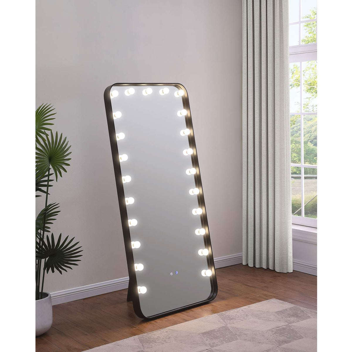 961577 Canton 32 x 71 Inch LED Standing Mirror with Speakers Black